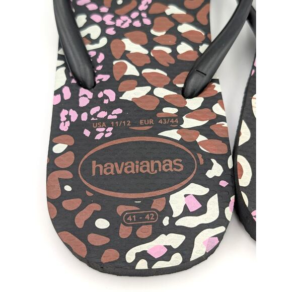 Havaianas Women's Slim Logo Flip Flop Thong Sandals Black Size US11/12 EU43/44 - Picture 5 of 7